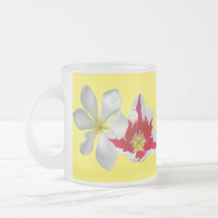 Red White Tulips Close Up Frosted Glass Mug