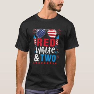 Red White & Two 2nd Birthday 4th Of July Boys Kid T-Shirt