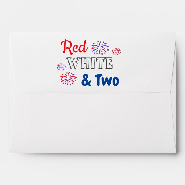 Red White & Two 2nd Birthday Envelope (Back (Top Flap))
