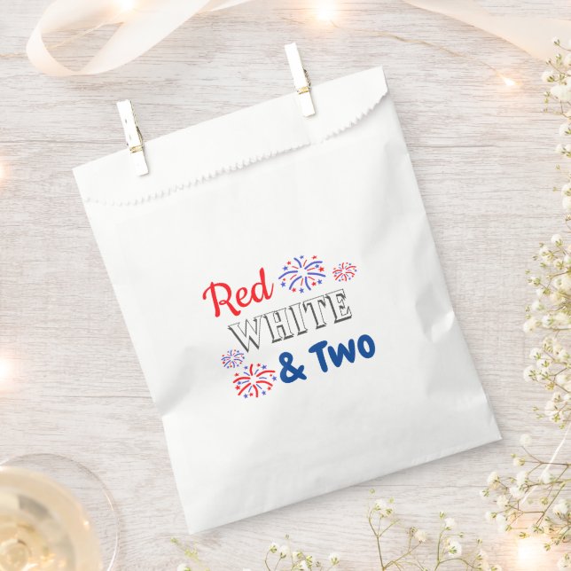 Red White & Two 2nd Birthday Favour Bags (Clipped)