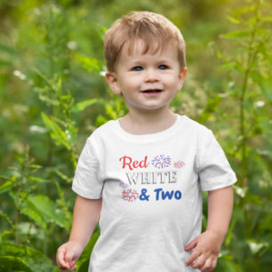Red White & Two 2nd Birthday Toddler T-Shirt
