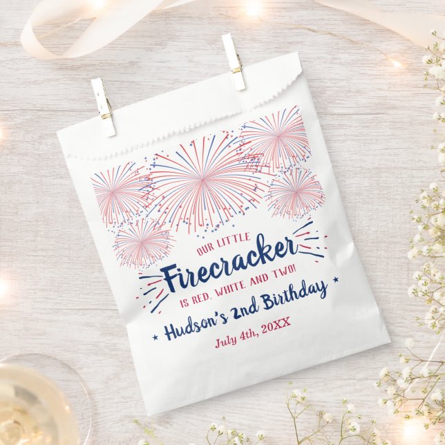 Red, White & Two! 4th Of July 2nd Birthday Favour Bags (Clipped)