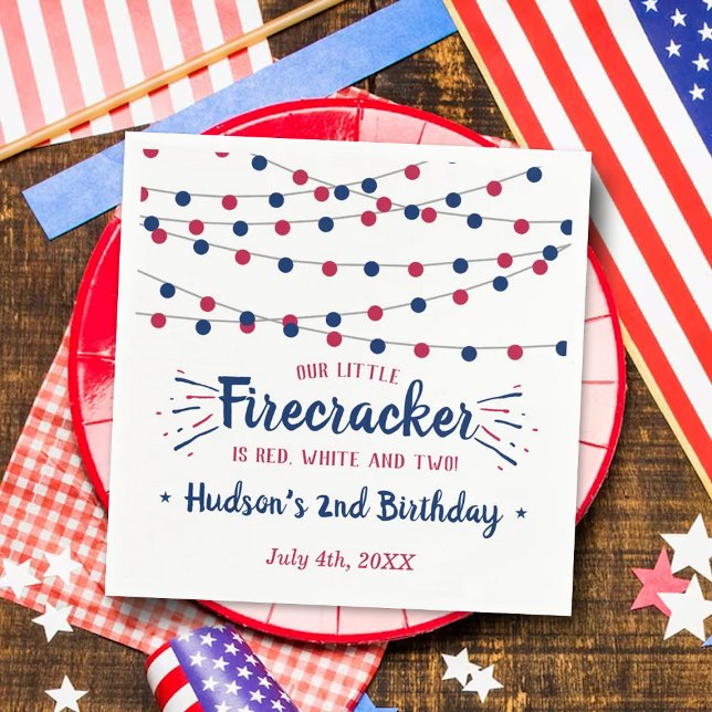 Red, White & Two! 4th Of July 2nd Birthday Napkin (Creator Uploaded)