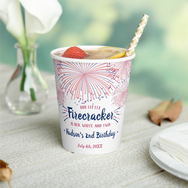Red, White & Two! 4th Of July 2nd Birthday Paper Cups (Insitu)
