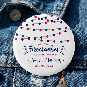 Red, White & Two! 4th Of July 2nd Birthday Party 3 Cm Round Badge