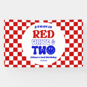 Red White & Two 4th of July 2nd Birthday Party Banner