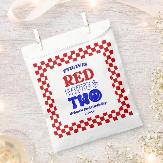 Red White & Two 4th of July 2nd Birthday Party Favour Bags (Clipped)