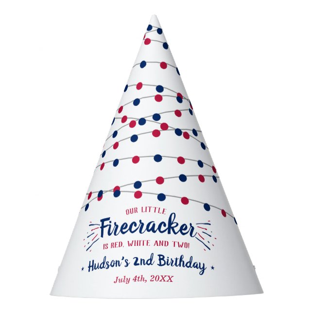Red, White & Two! 4th Of July 2nd Birthday Party Hat (Front)