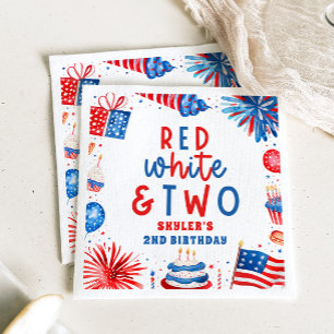 Red White & Two 4th of July 2nd Birthday Party Napkin