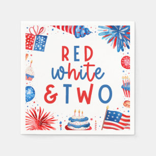 Red, White & Two 4th of July 2nd Birthday Party Napkin