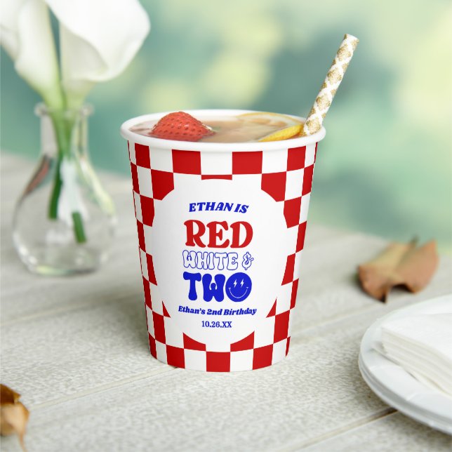Red White & Two 4th of July 2nd Birthday Party Paper Cups (Insitu)