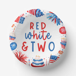 Red, White & Two 4th of July 2nd Birthday Party Paper Plate