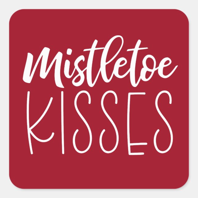 Red White Typography Christmas Square Sticker (Front)