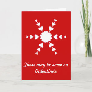 Red White Valentine Heart Snowflake Greeting Card