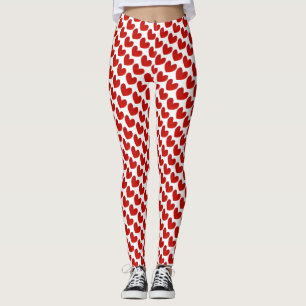 Red & white Valentine's Day Heart Pattern  Leggings