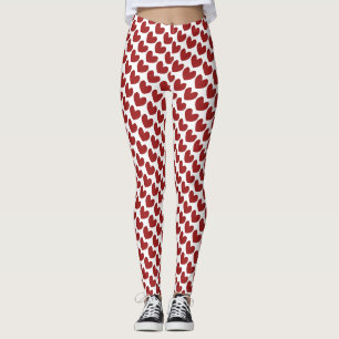 Red & white Valentine's Day Heart Pattern Leggings