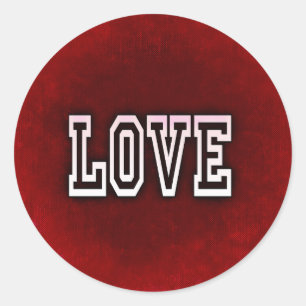 Red & White Valentine's Day Love Round Sticker