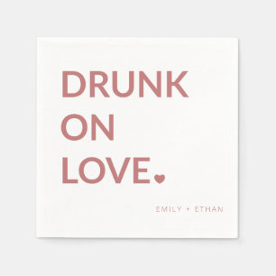 Red White Valentine's Drunk on Love Wedding Napkin