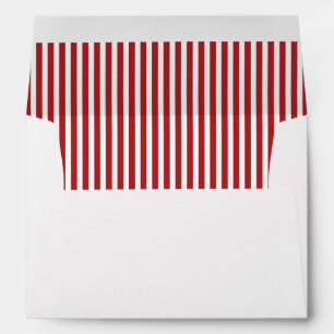 Red White Vertical Stripe Lined Envelopes