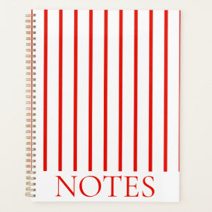 Red & White Vertical Stripe Modern Minimalist Planner