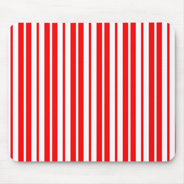 Red White Vertical Stripes Pattern Design Mouse Mat (Front)