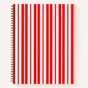Red White Vertical Stripes Pattern Design Notebook