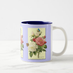 Red White Vintage Botanical Roses Coffee Mug