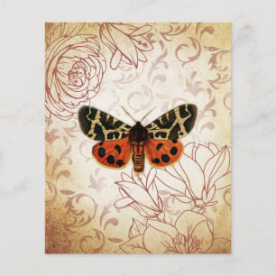Red & White Vintage Moth Floral Scrapbook Paper