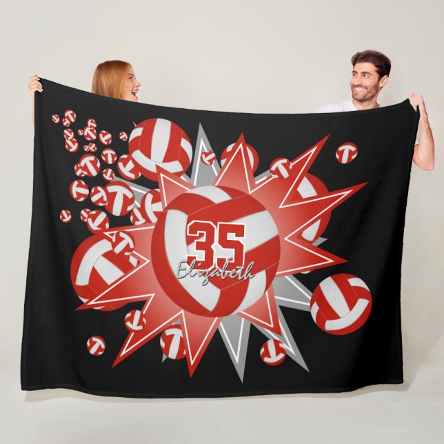 red white volleyball blowout girl boy sports room fleece blanket (In Situ)