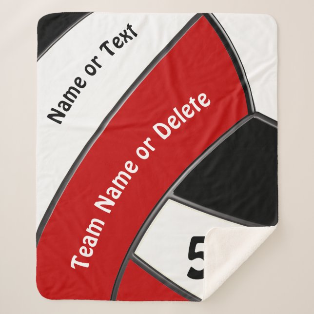 Red, White Volleyball Gift Ideas for Senior Night Sherpa Blanket (Front)