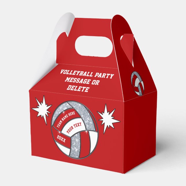 Red, White, Volleyball Party Ideas, Volleyball  Favour Box (Front Side)