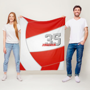 red white volleyball team colors sports room fleece blanket