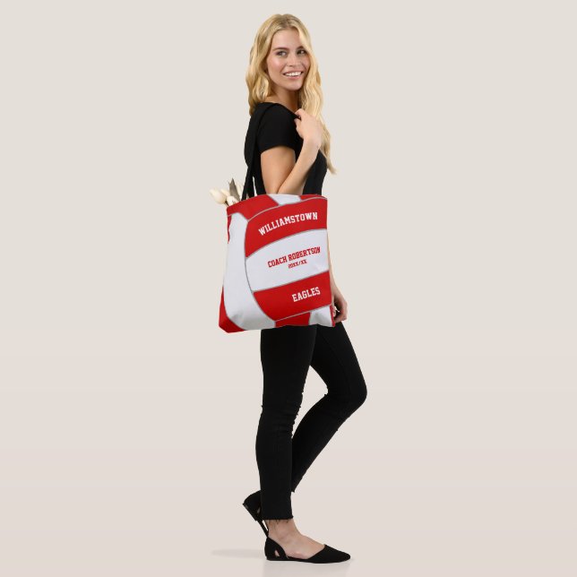 red white volleyball team colours coach gifts tote bag (On Model)