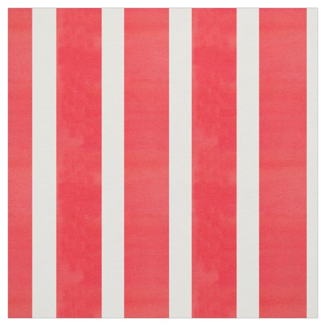 Red White Watercolor Stripe Fabric (Swatch)