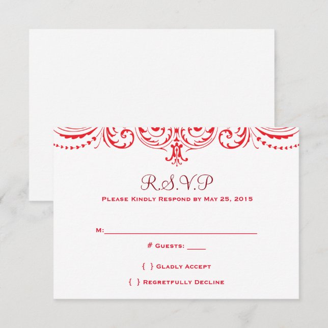 Red & White Wedding Invitation (Front/Back)