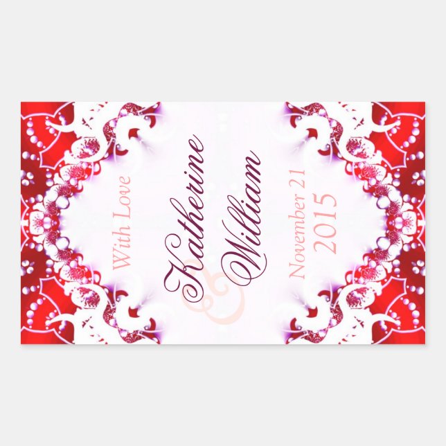 Red+White Wedding Wine 4.5 x 2.7in Stickers (Front)