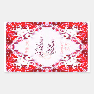 Red+White Wedding Wine 4.5 x 2.7in Stickers