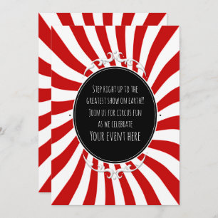 Red & White Whimsical Fun Stripes Party Invitation