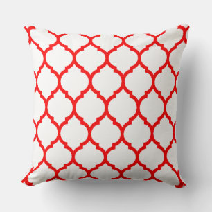 Red White/White Red Moroccan Quatrefoil Pattern Cushion