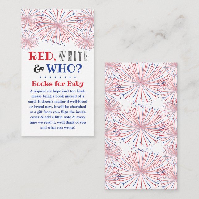 Red, White & Who? 4th Of July Gender Reveal Party Enclosure Card (Front/Back)