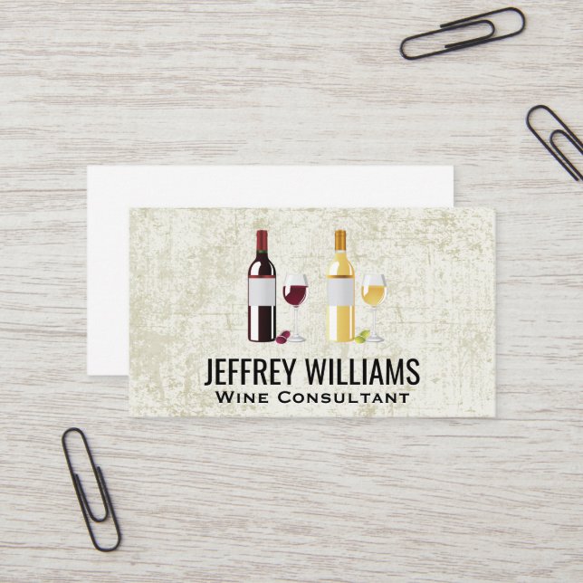 Red White Wine Bottles Business Card (Front/Back In Situ)