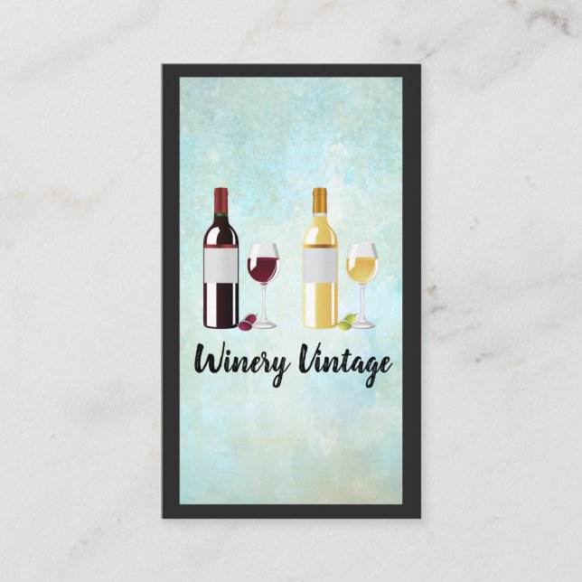 Red White Wine Bottles Business Card (Front)