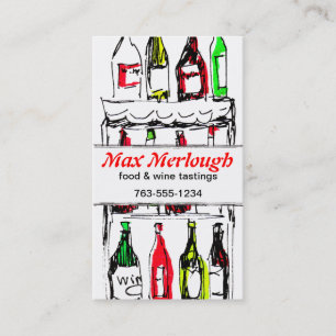 red white wine bottles sommelier biz card