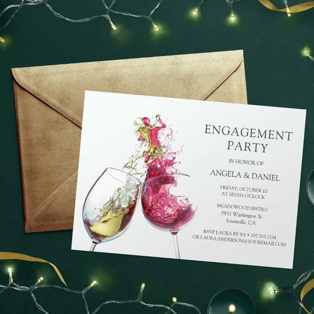 Red White Wine Dance Engagement Party Invitation (Creator Uploaded)