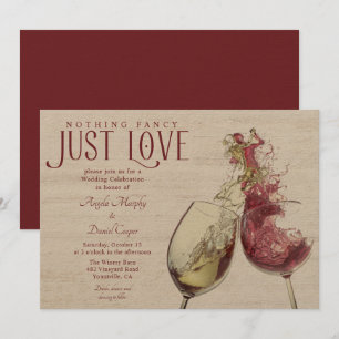 Red White Wine Dance Just Love Wedding Celebration Invitation