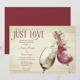 Red White Wine Dance Just Love Wedding Celebration Invitation