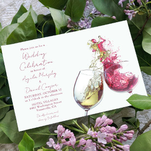 Red White Wine Dance Winery Vineyard Wedding Invitation