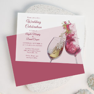 Red White Wine Dance Winery Vineyard Wedding Vellum Invitations