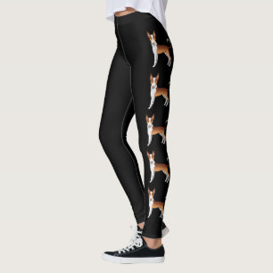 Red & White Wire Haired Ibizan Hound Cartoon Dogs Leggings