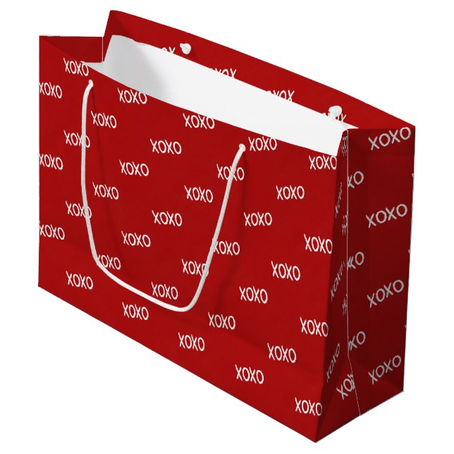 Red White XOXO Bridal Shower  Large Gift Bag (Front Angled)